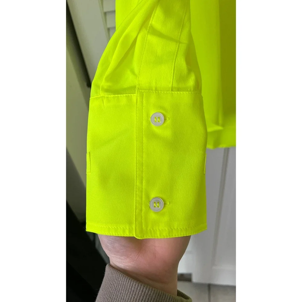 NWT Serena Bute London Women's Oversized Shirt Neon Yellow Sz Large - Picture 5 of 7
